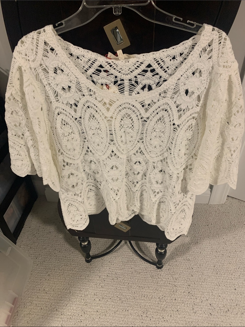 Solitaire White Crochet Lace Tunic Top